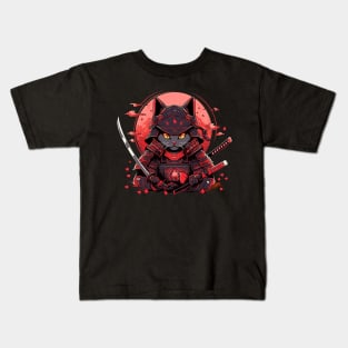 samurai cat Kids T-Shirt